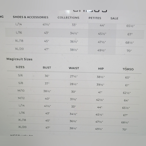 CHICOS SIZE GUIDES - Picture 7 of 7